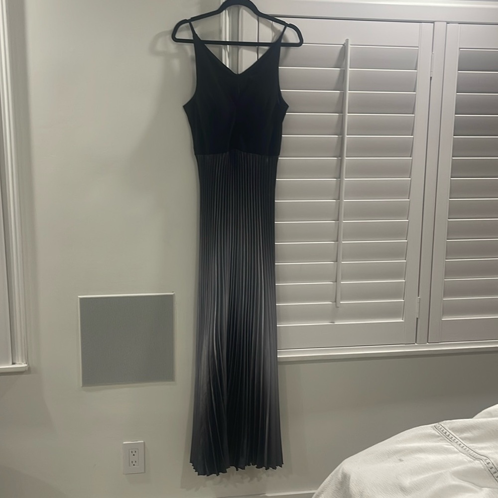 Aqua Pleated Shimmer Gown